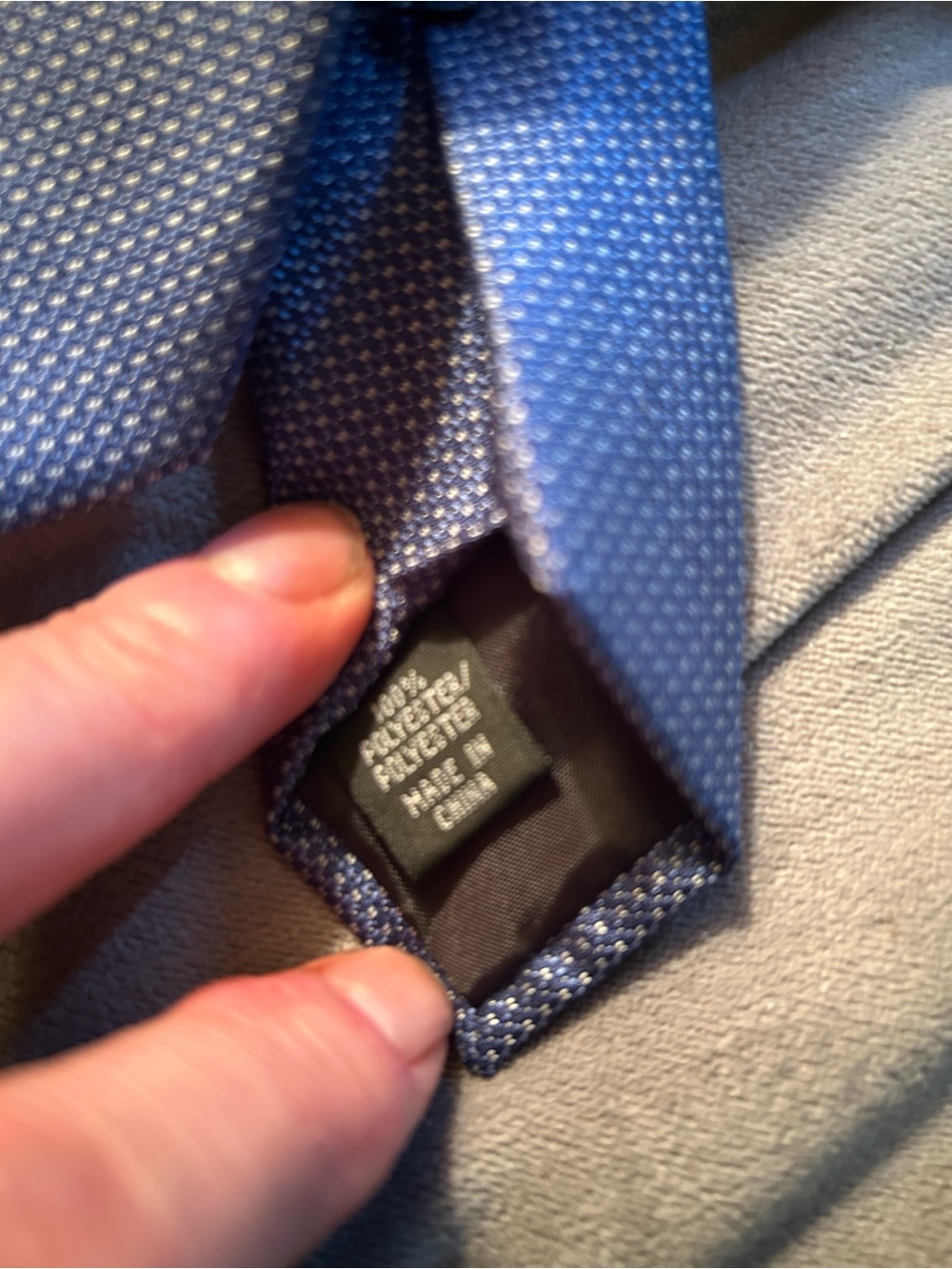 Calvin Klein Mid-Blue Micro-Pattern Tie - Picture 3 of 5